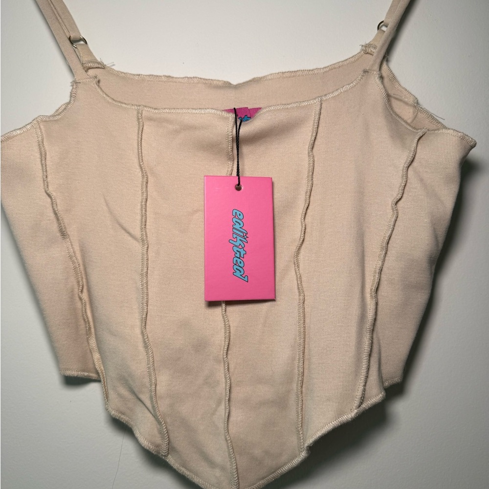 Edikted Cream Fitted Bustier Camisole